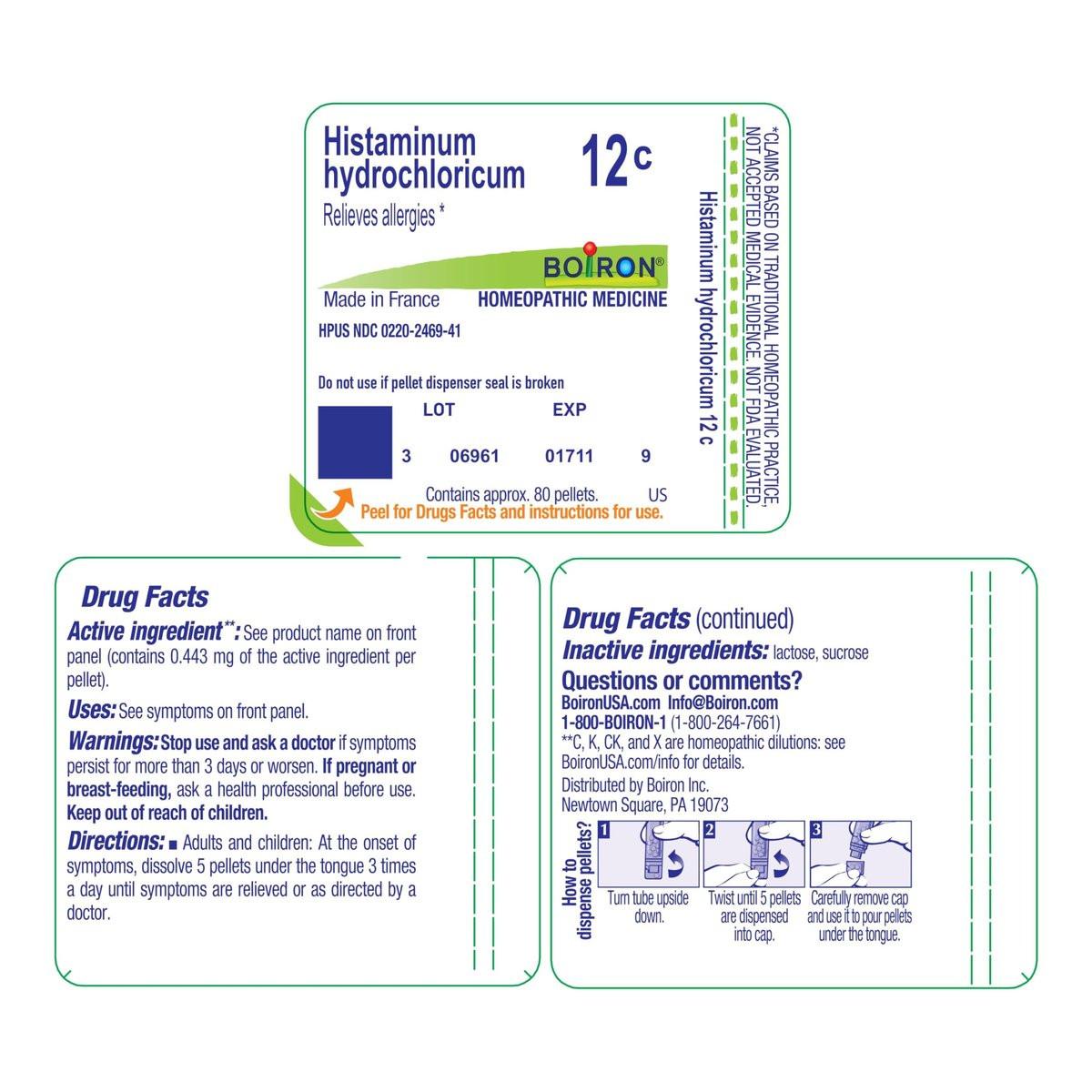 Boiron Histaminum Hydrochloricum 12C Homöopathisches Mittel zur Allergielinderung - 80 Kügelchen