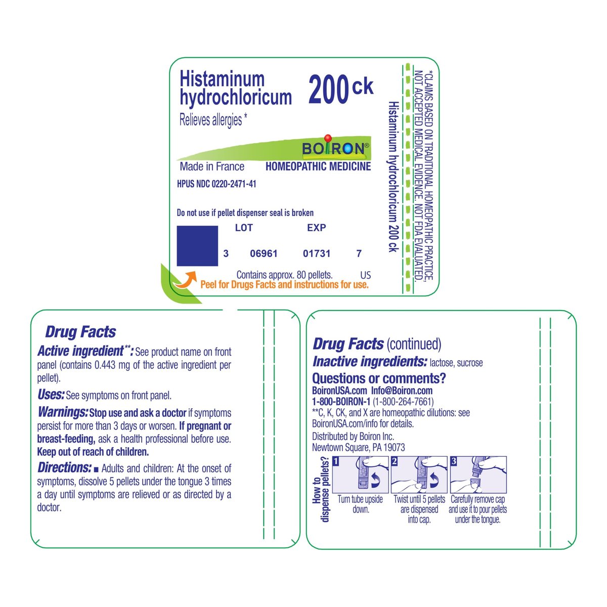 Boiron Histaminum Hydrochloricum Homöopathisches Arzneimittel gegen Allergien, 200ck, 80 Kügelchen