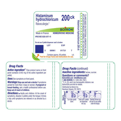 Boiron Histaminum Hydrochloricum Homöopathisches Arzneimittel gegen Allergien, 200ck, 80 Kügelchen
