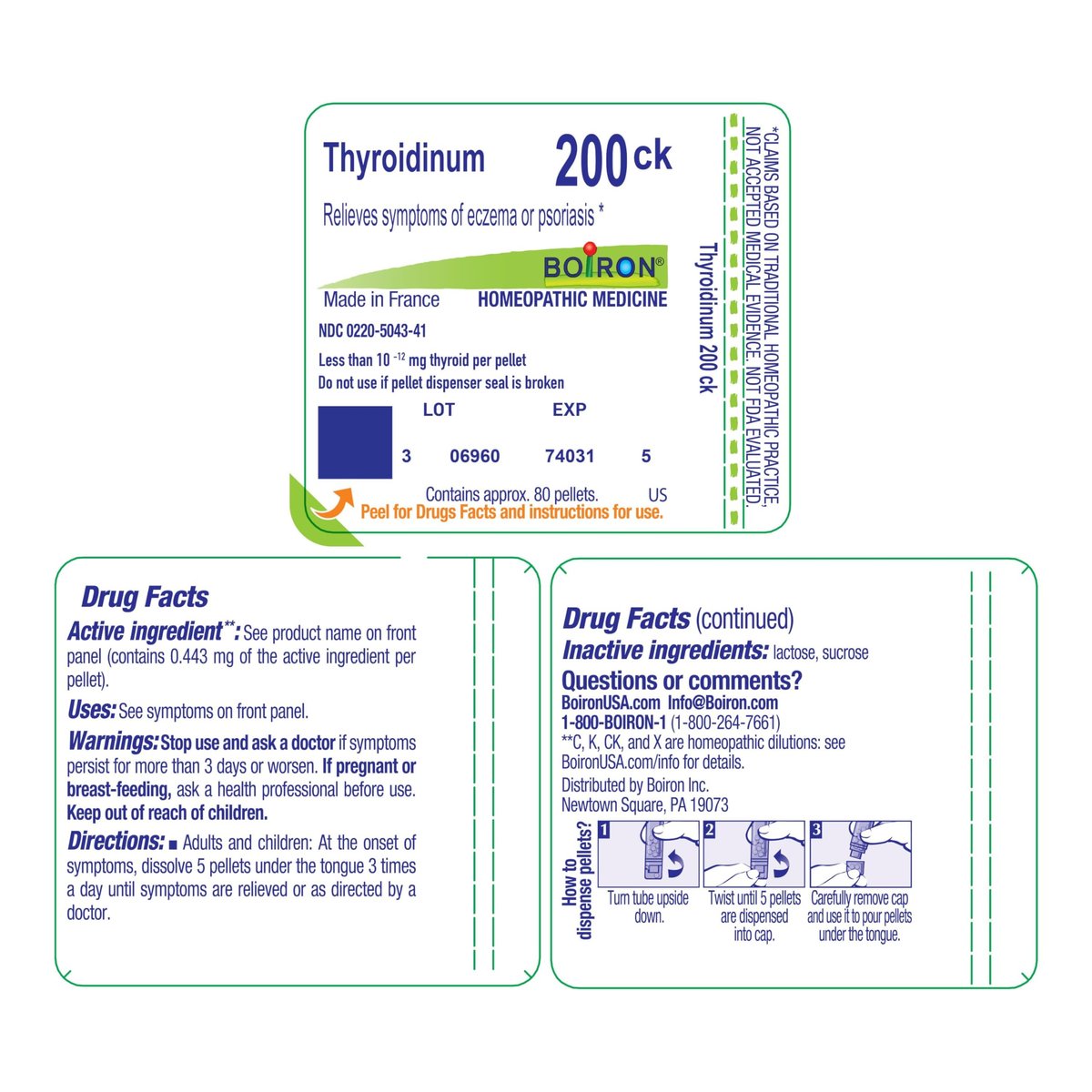 Boiron Thyroidinum 200CK – Homöopathisches Einzelmittel gegen Ekzem- und Psoriasis-Symptome, 80 Kügelchen