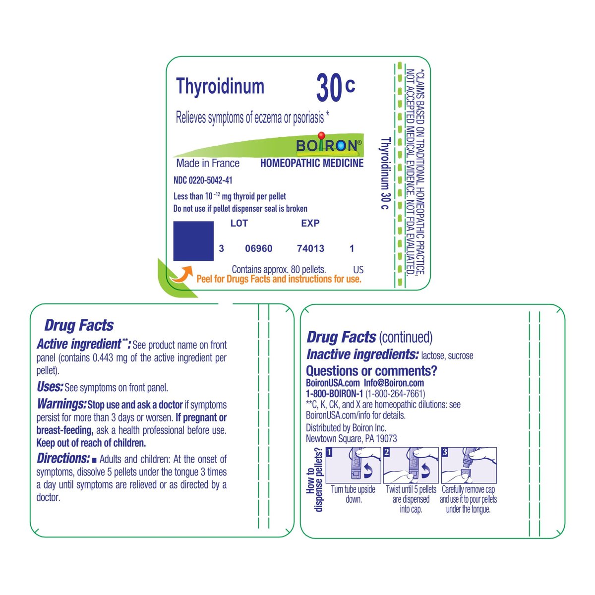 Boiron Thyroidinum 30C – Homöopathische Globuli bei Ekzemen und Psoriasis, 80 Stück