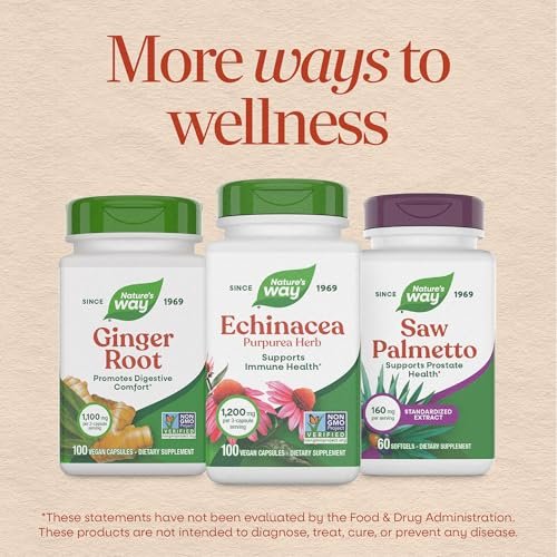 Nature's Way Echinacea Purpurea Kraut – Traditionelles pflanzliches Nahrungsergänzungsmittel zur Unterstützung des Immunsystems*, 180 Kapseln, 1200 mg pro 3-Kapsel-Portion, Non-GMO Project verifiziert
