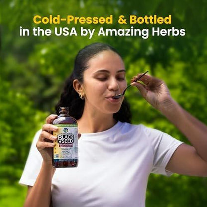 Amazing Herbs Premium Schwarzkümmelöl - Kaltgepresstes Nigella Sativa Öl für Verdauungsgesundheit, Immununterstützung, Gehirnfunktion, Gelenkbeweglichkeit, Glutenfrei, Nicht-GVO - 30 ml