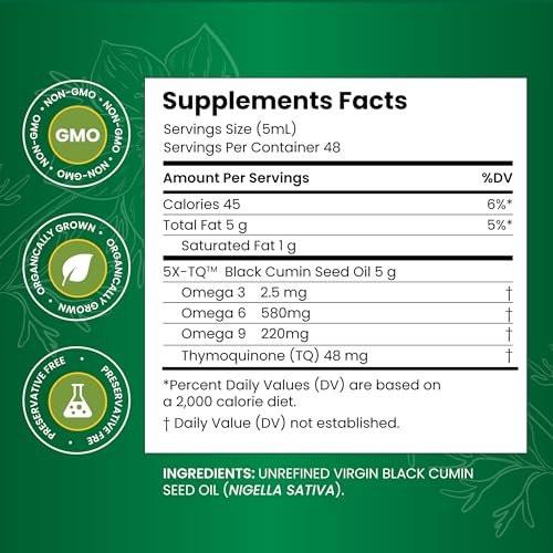 Amazing Herbs Premium Schwarzkümmelöl - Kaltgepresstes Nigella Sativa Öl für Verdauungsgesundheit, Immununterstützung, Gehirnfunktion, Gelenkbeweglichkeit, Glutenfrei, Nicht-GVO - 30 ml