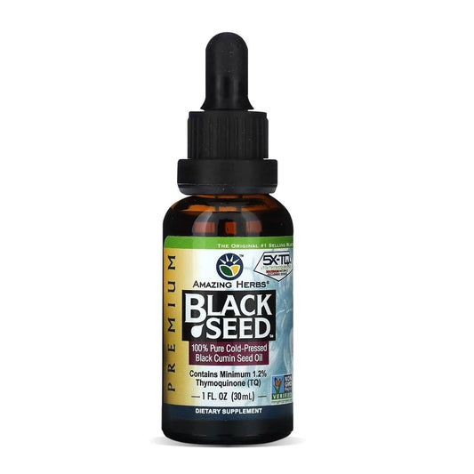 Amazing Herbs Premium Schwarzkümmelöl - Kaltgepresstes Nigella Sativa Öl für Verdauungsgesundheit, Immununterstützung, Gehirnfunktion, Gelenkbeweglichkeit, Glutenfrei, Nicht-GVO - 30 ml