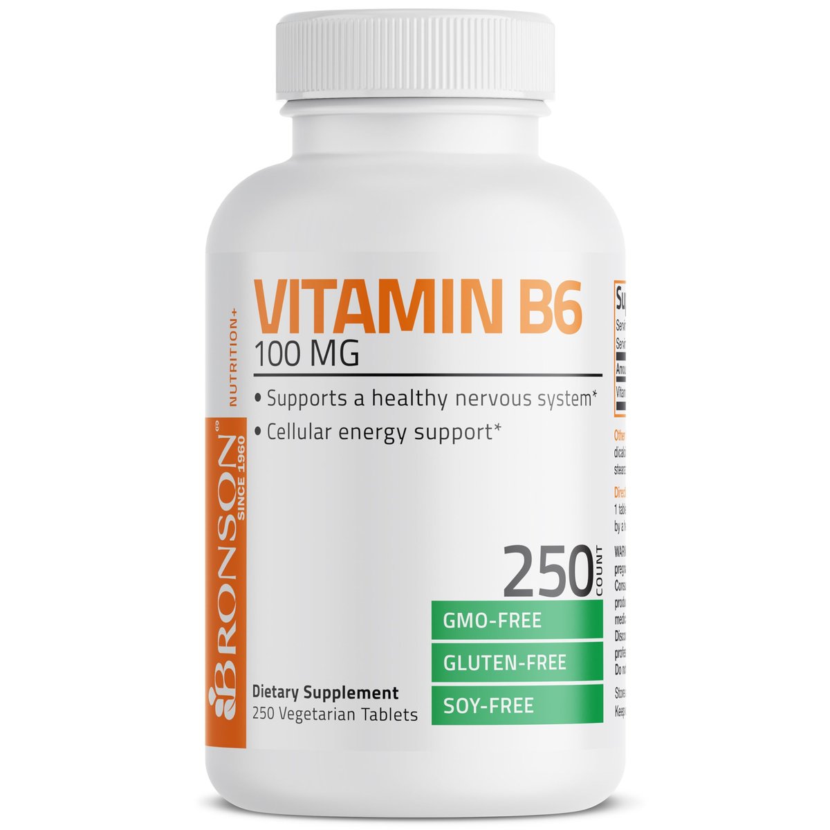 Bronson Vitamin B6 100 mg – Hochwertiges Vitamin B6 Supplement, 250 Tabletten
