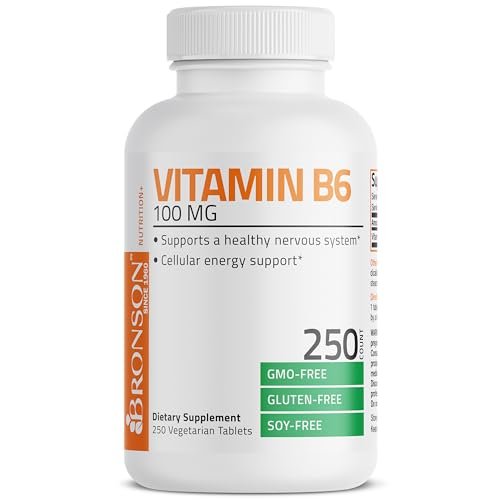 Bronson Vitamin B6 100 mg – Hochwertiges Vitamin B6 Supplement, 250 Tabletten