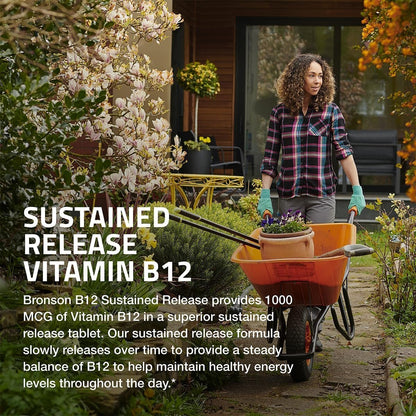 Bronson Vitamin B12 1000 mcg – Hochdosiert & langanhaltend – 100 Tabletten – Unterstützt Nervensystem, Gehirnfunktion & Energieproduktion – Non-GMO