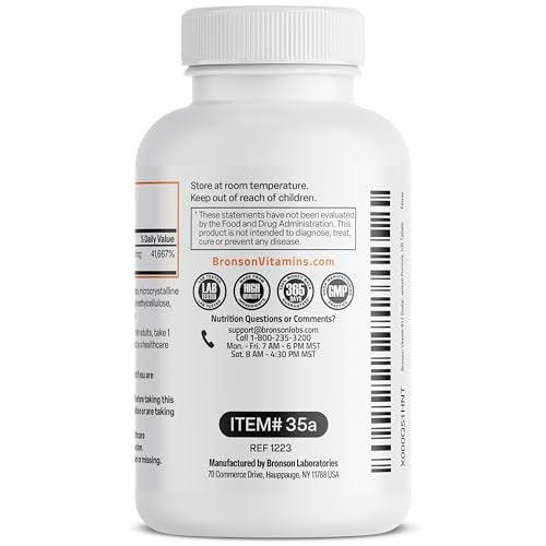 Bronson Vitamin B12 1000 mcg – Hochdosiert & langanhaltend – 100 Tabletten – Unterstützt Nervensystem, Gehirnfunktion & Energieproduktion – Non-GMO
