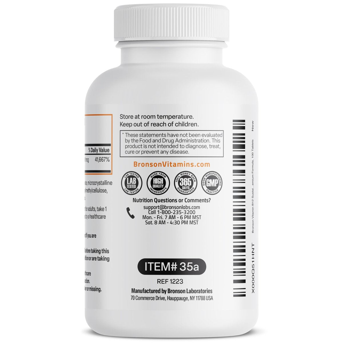 Bronson Vitamin B12 1000 mcg – Hochdosiert & langanhaltend – 100 Tabletten – Unterstützt Nervensystem, Gehirnfunktion & Energieproduktion – Non-GMO