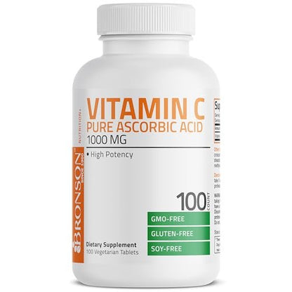 Bronson Vitamin C 1000 mg – Premium Nicht-GMO Ascorbinsäure Tabletten, 100 Tabletten
