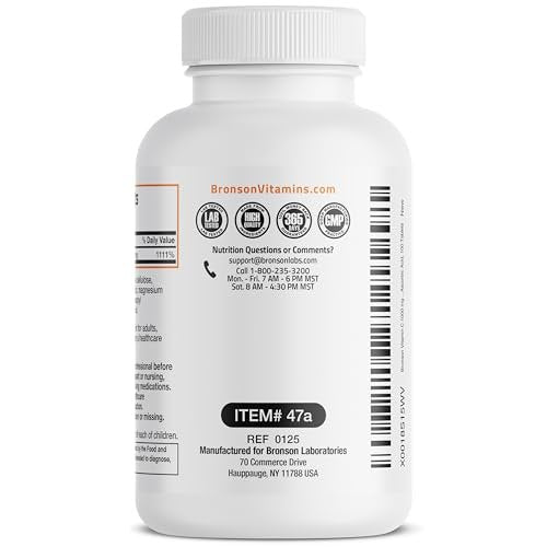 Bronson Vitamin C 1000 mg – Premium Nicht-GMO Ascorbinsäure Tabletten, 100 Tabletten