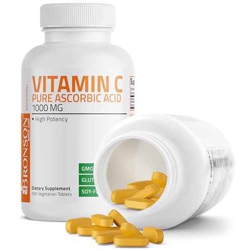 Bronson Vitamin C 1000 mg – Premium Nicht-GMO Ascorbinsäure Tabletten, 100 Tabletten