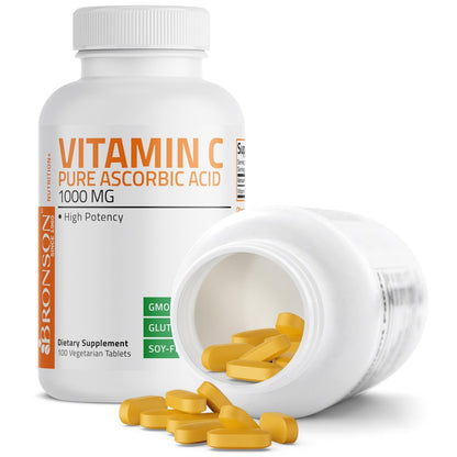 Bronson Vitamin C 1000 mg – Premium Nicht-GMO Ascorbinsäure Tabletten, 100 Tabletten