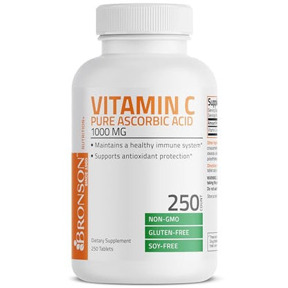 Bronson Vitamin C 1000 mg – Premium Non-GMO Ascorbinsäure Tabletten, 250 Stück