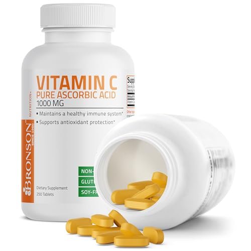 Bronson Vitamin C 1000 mg – Premium Non-GMO Ascorbinsäure Tabletten, 250 Stück