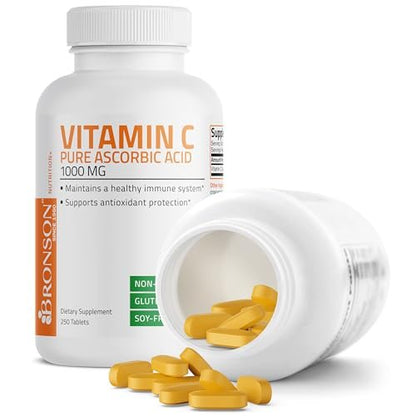 Bronson Vitamin C 1000 mg – Premium Non-GMO Ascorbinsäure Tabletten, 250 Stück