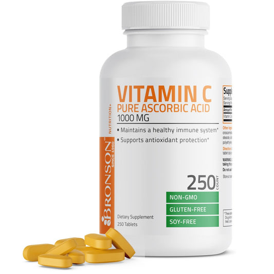 Bronson Vitamin C 1000 mg – Premium Non-GMO Ascorbinsäure Tabletten, 250 Stück