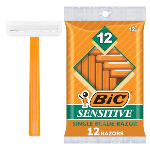 BIC Sensitive Einwegrasierer für Männer – langlebige 1-Klingen-Rasierer für empfindliche Haut, 12 Stück