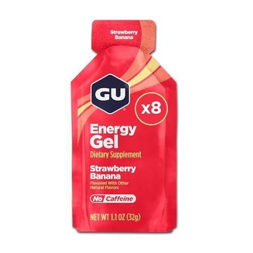 GU Energy Original Sports Nutrition Energie-Gel – Vegan & laktosefrei – Erdbeere-Banane – 8er-Pack