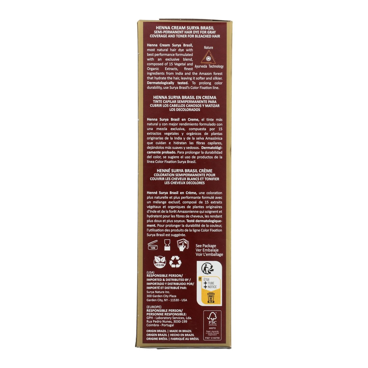 Surya Brasil Henna Dunkelbraune Creme - 67 g (2,37 Unzen) Natürliche Haarfarbe