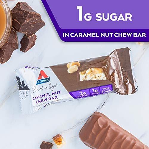 Atkins Endulge Karamell-Nuss-Riegel – Dessert-Liebling, 1 g Zucker, Ballaststoffquelle, 5er-Pack