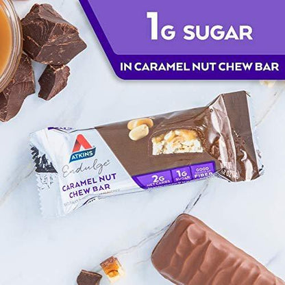 Atkins Endulge Karamell-Nuss-Riegel – Dessert-Liebling, 1 g Zucker, Ballaststoffquelle, 5er-Pack