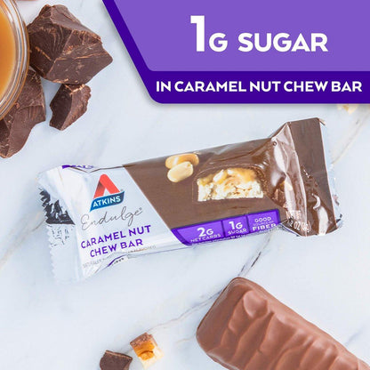 Atkins Endulge Karamell-Nuss-Riegel – Dessert-Liebling, 1 g Zucker, Ballaststoffquelle, 5er-Pack