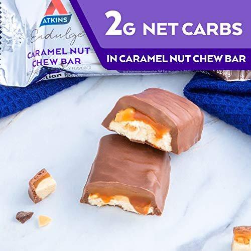 Atkins Endulge Karamell-Nuss-Riegel – Dessert-Liebling, 1 g Zucker, Ballaststoffquelle, 5er-Pack