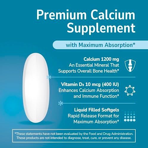 21st Century Calcium Plus D3 Flüssigfüll-Softgel, 1200 mg, 90 Stück