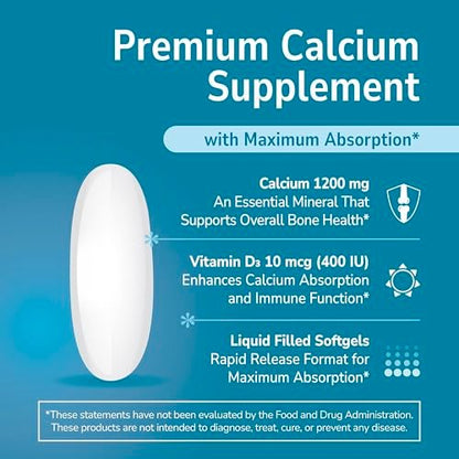 21st Century Calcium Plus D3 Flüssigfüll-Softgel, 1200 mg, 90 Stück