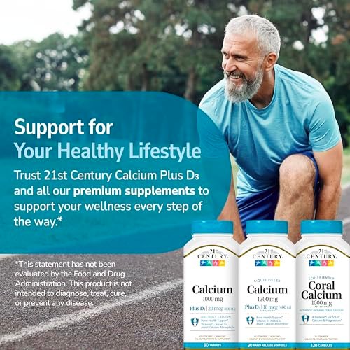 21st Century Calcium Plus D3 Flüssigfüll-Softgel, 1200 mg, 90 Stück