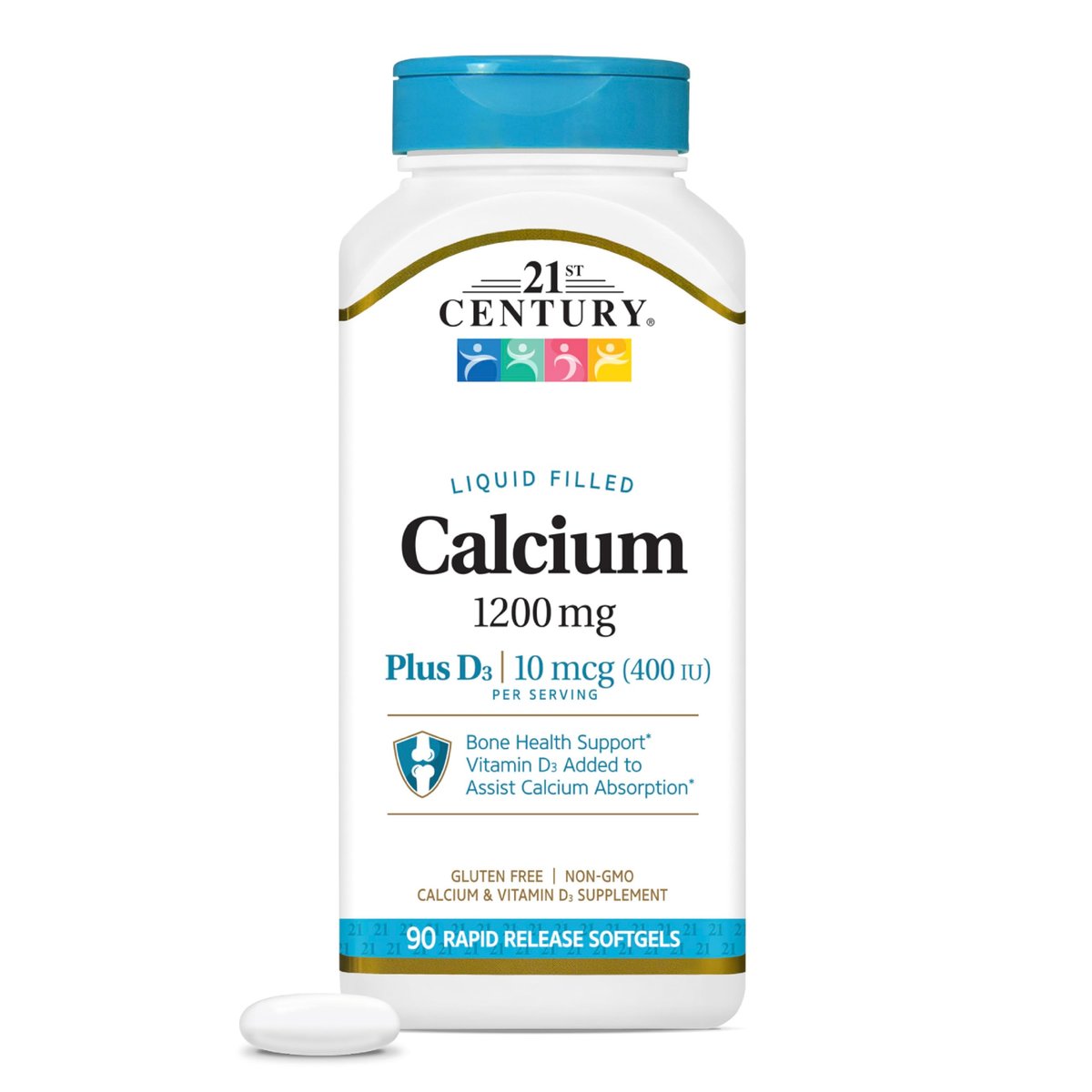 21st Century Calcium Plus D3 Flüssigfüll-Softgel, 1200 mg, 90 Stück