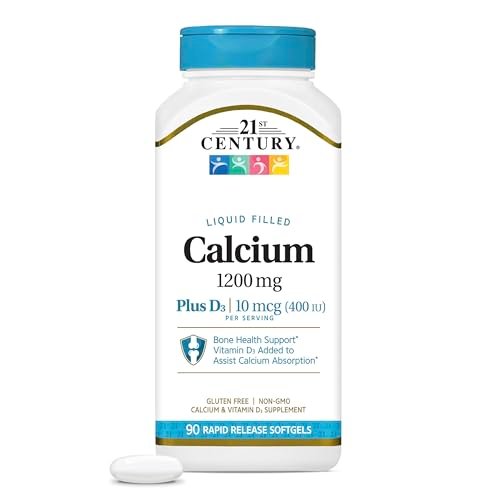 21st Century Calcium Plus D3 Flüssigfüll-Softgel, 1200 mg, 90 Stück