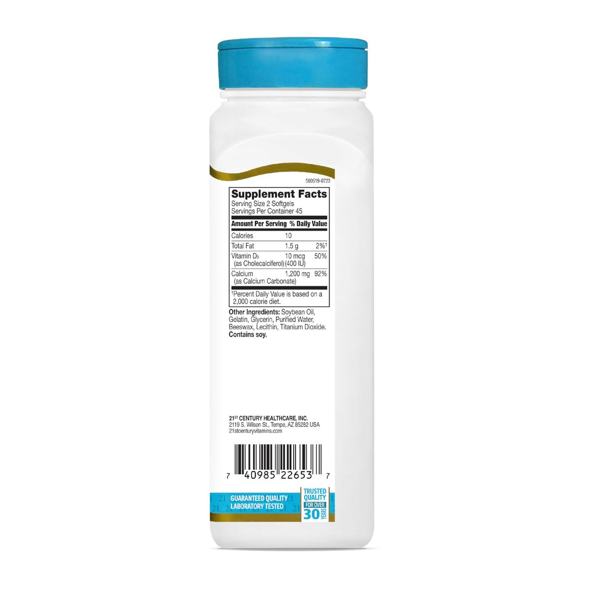 21st Century Calcium Plus D3 Flüssigfüll-Softgel, 1200 mg, 90 Stück