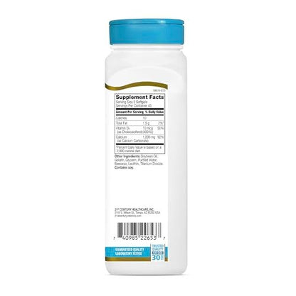 21st Century Calcium Plus D3 Flüssigfüll-Softgel, 1200 mg, 90 Stück