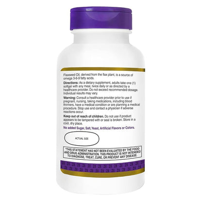 21st Century Leinöl 1000 mg Weichkapseln (120 Stück) – Triple Omega 3-6-9 Fettsäuren für Herzgesundheit, glutenfrei & nicht gentechnisch verändert, ohne künstliche Aromen oder Farbstoffe