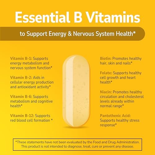 21st Century B-100 Komplex mit verlängerter Freisetzung, 60 Tabletten, Hochdosiertes Vitamin B für Nervensystem & Energie, Enthält B1, B2, B6, Biotin & Calcium