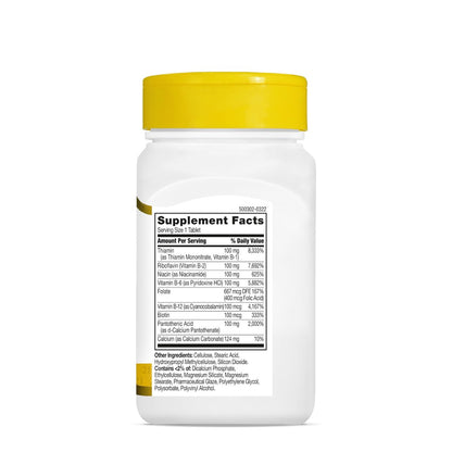 21st Century B-100 Komplex mit verlängerter Freisetzung, 60 Tabletten, Hochdosiertes Vitamin B für Nervensystem & Energie, Enthält B1, B2, B6, Biotin & Calcium