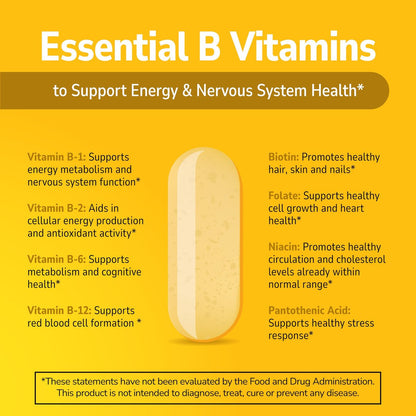 21st Century B-100 Komplex mit verlängerter Freisetzung, 60 Tabletten, Hochdosiertes Vitamin B für Nervensystem & Energie, Enthält B1, B2, B6, Biotin & Calcium