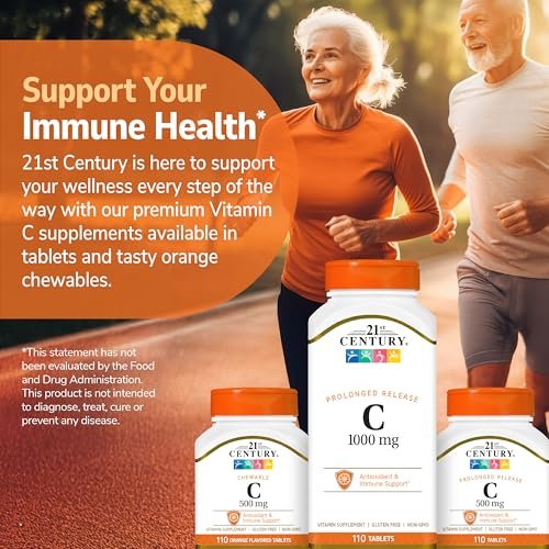 21st Century Vitamin C 1000 mg Retard-Tabletten (110 Stück) – Ascorbinsäure Immunsystem Unterstützung für Frauen & Männer mit Antioxidantien, Nicht-GVO, Glutenfrei, Vegan