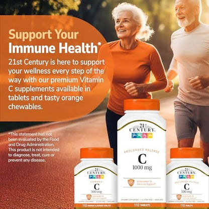 21st Century Vitamin C 1000 mg Retard-Tabletten (110 Stück) – Ascorbinsäure Immunsystem Unterstützung für Frauen & Männer mit Antioxidantien, Nicht-GVO, Glutenfrei, Vegan