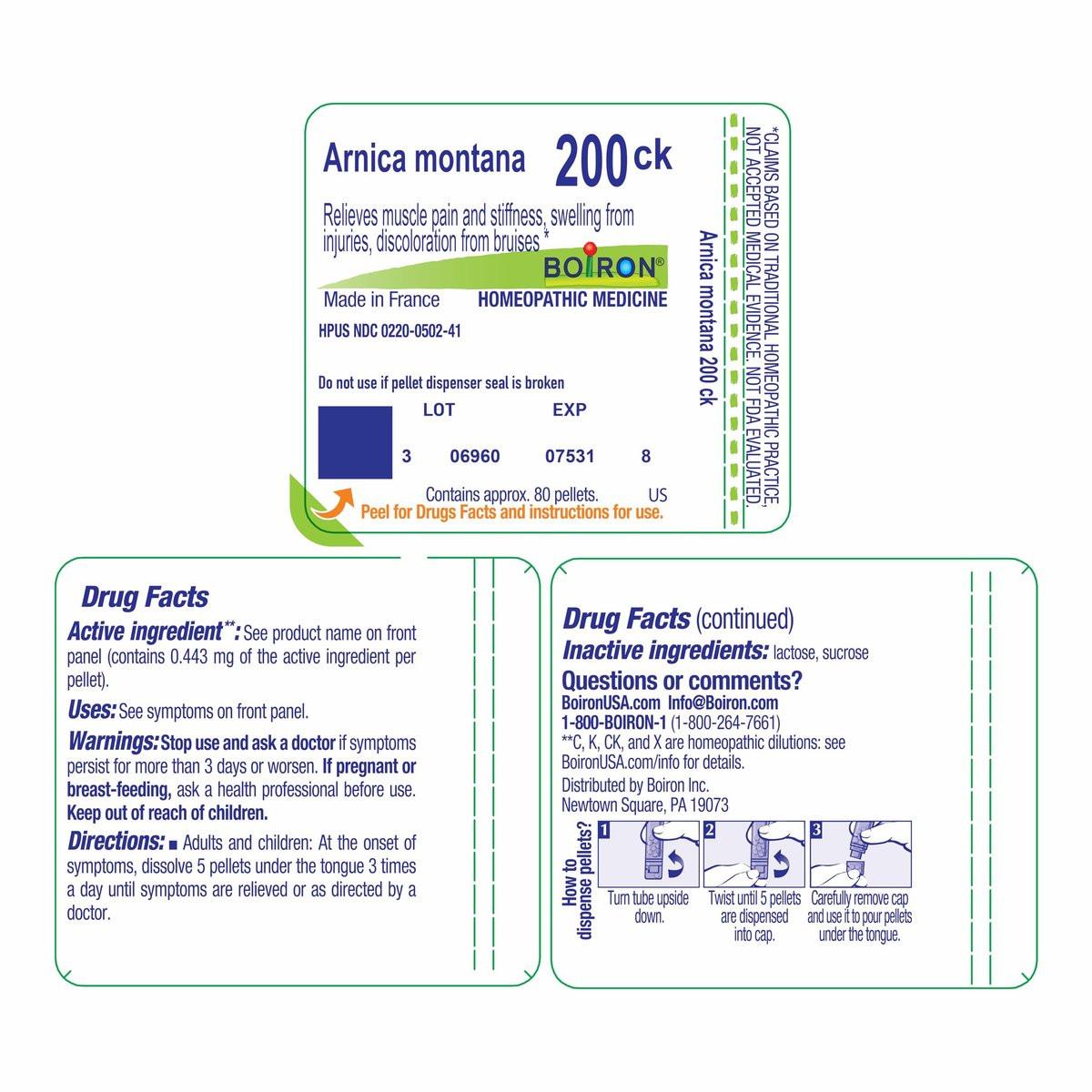 Boiron Arnica Montana 200CK – Homöopathisches Mittel gegen Muskelkater, Schwellungen und Blutergüsse – 80 Kügelchen