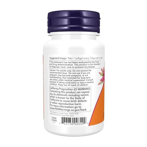 NOW Foods Vitamin A (Fischleberöl) 25.000 IE, essentielle Ernährung, 100 Softgels