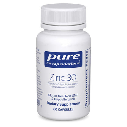 Pure Encapsulations Zink 30 mg – Immunsystem, Wachstum & Wundheilung mit Zinkpicolinat – 60 Kapseln