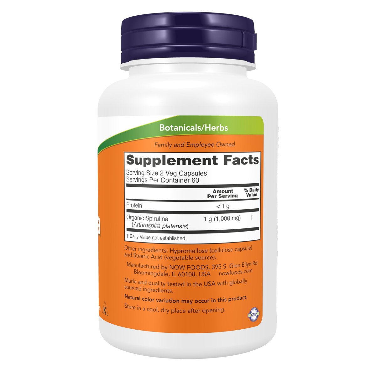 NOW Foods Natürliches Spirulina 500 mg mit Beta-Carotin (Vitamin A) und Vitamin B-12 – 120 vegane Kapseln