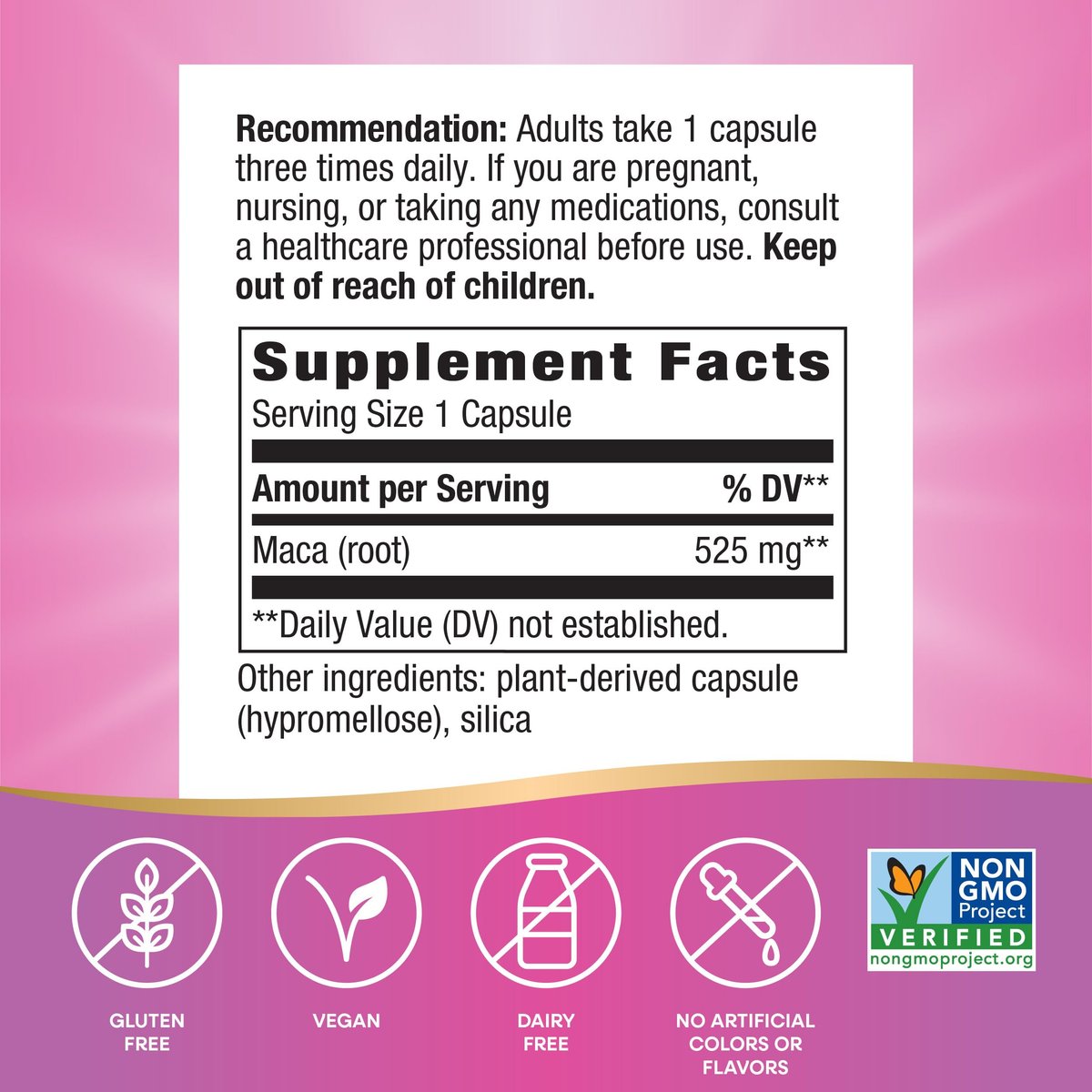 Nature's Way Maca-Wurzel, Traditionelle Libido-Unterstützung*, 525 mg pro Portion, Non-GMO Project verifiziert, 100 vegane Kapseln (Verpackung kann variieren)
