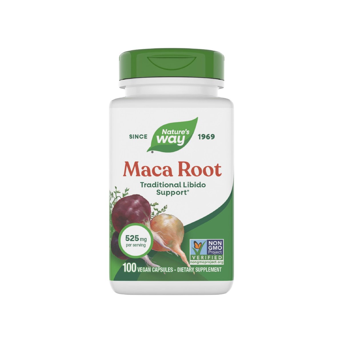 Nature's Way Maca-Wurzel, Traditionelle Libido-Unterstützung*, 525 mg pro Portion, Non-GMO Project verifiziert, 100 vegane Kapseln (Verpackung kann variieren)