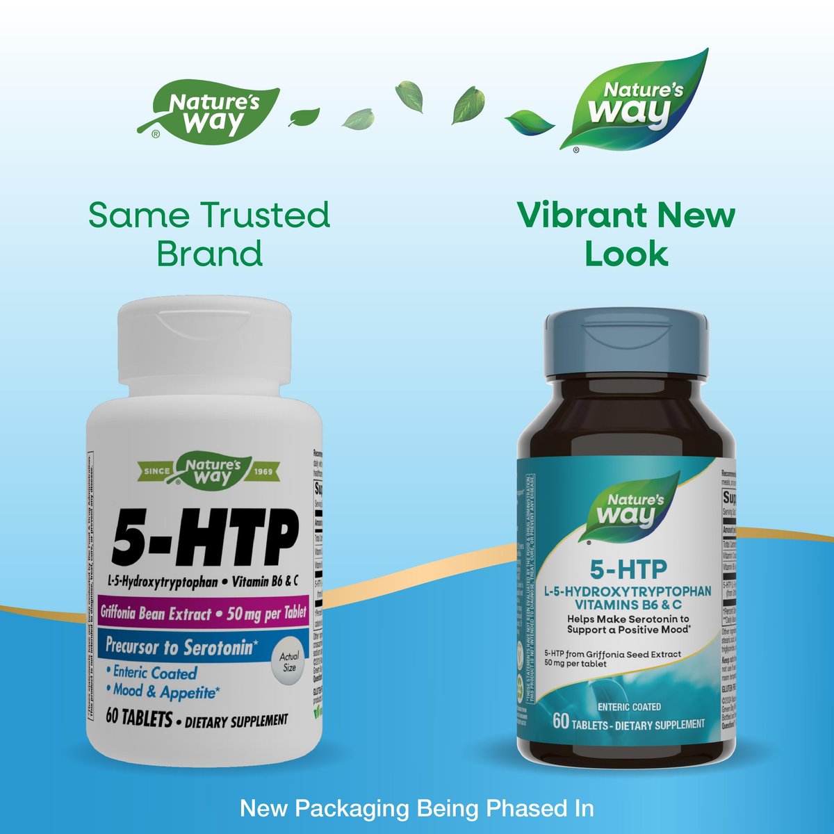 Nature's Way 5-HTP Tabletten, L-5-Hydroxytryptophan, fördert positive Stimmung*, mit Vitamin B6 und C, Griffonia-Bohnen-Extrakt, 60 Tabletten