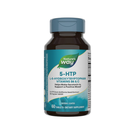 Nature's Way 5-HTP Tabletten, L-5-Hydroxytryptophan, fördert positive Stimmung*, mit Vitamin B6 und C, Griffonia-Bohnen-Extrakt, 60 Tabletten